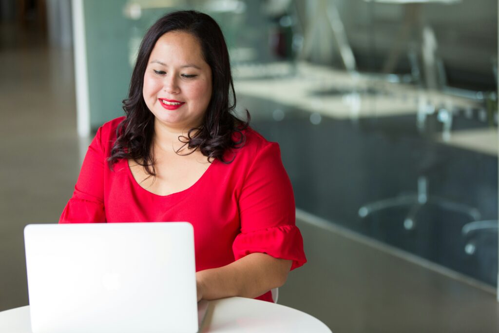 Business executive working on her laptop