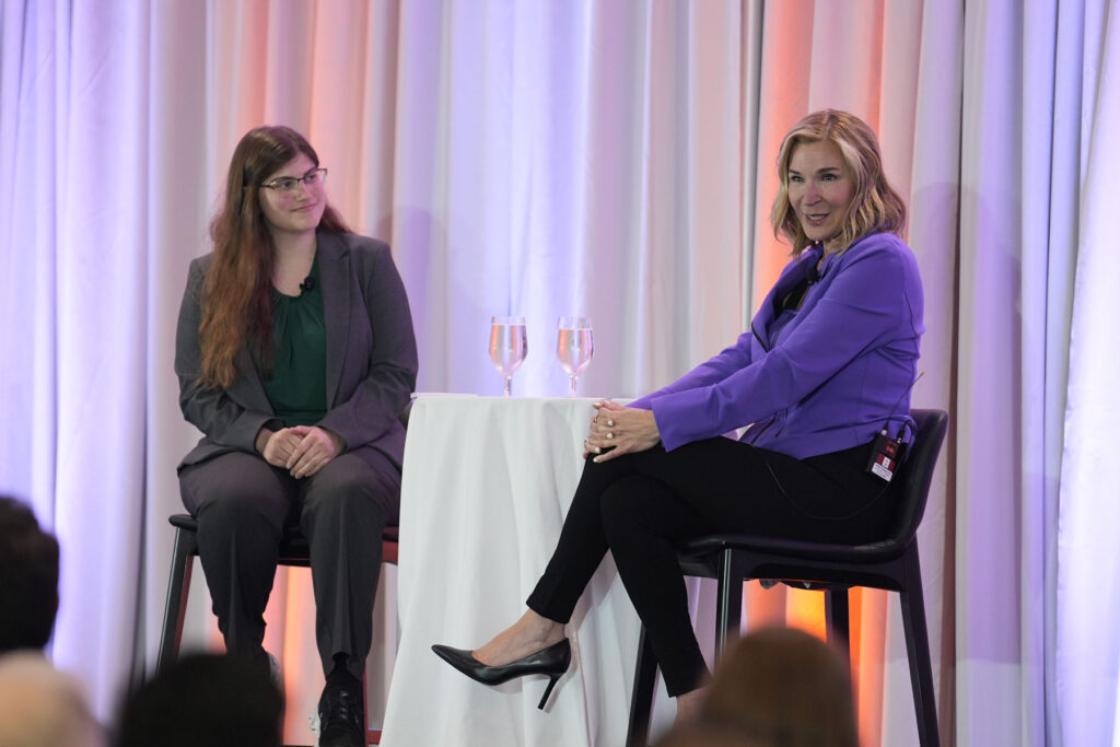 Michelle Dilley, CEO of AWESOME, speaks with moderator Nicole Carvagno at the Supply Chain Forum